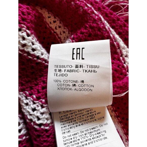 MSGM Milano Women's Knit Cropped Sweater S Pink White Striped Fringe Hem Italy - Picture 5 of 8